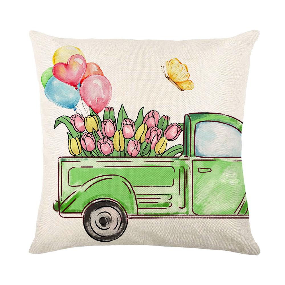 New Spring Printed Pillow Cover Polyester Letter Flower Bouquet Home Cushion Cover Bedroom Cushion Cover