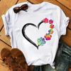 2025 Fashion Cartoon Colorful Heart Dog Paw Printed T-shirt 90s Fashion Casual Women's Short Sleeve Plus Size T-shirt Unisex