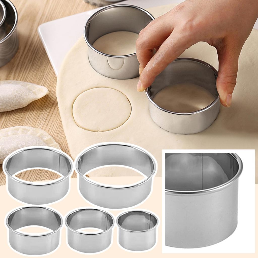 Stainless Steel Dumpling Skin 5-piece Set Mold, Kitchen Noodle Skin Of Different Sizes, Stainless Steel Circular Cutting