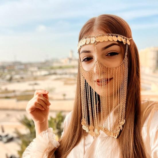 Головная цепочка с регулируемым дизайном для ночного клуба, бара, вечеринки, металлическая кисточка, головной убор для женщин, занавеска для лица