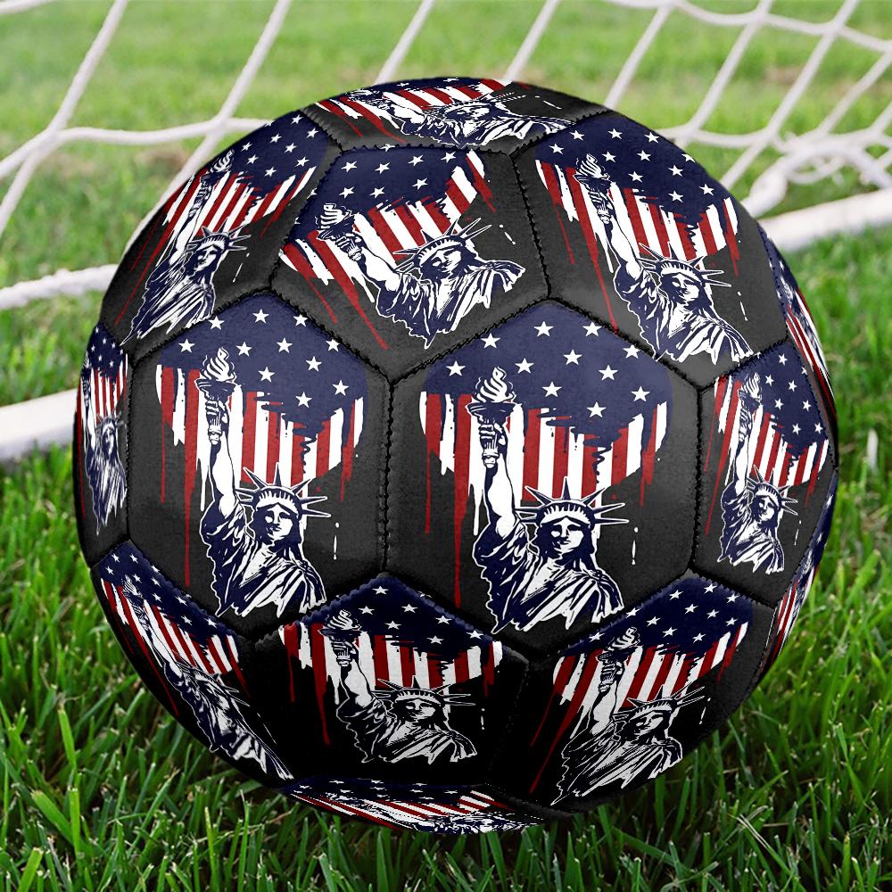 Liberty Statue With American Flag Size 5 Soccer Ball,Indoor/Outdoor Suitable for Training Matches Tournaments Practice Games Perfect Gift for Fan