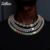 Iced Out Cuban Link Chain Necklace Gold Color Rhinestone Man Necklace Bling Rapper Necklace for Men Hip Hop Corrente Masculina