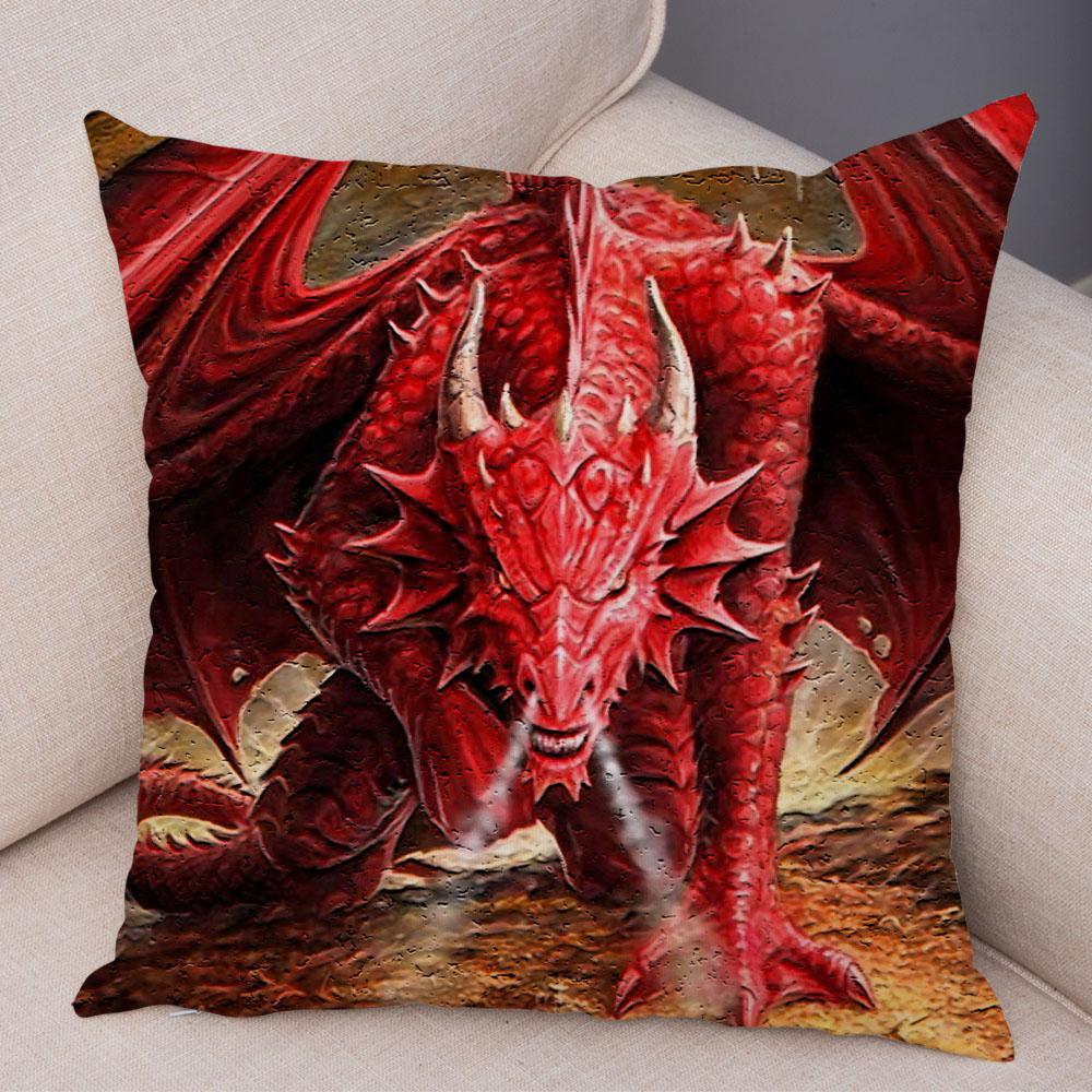 Наволочка с мультяшным животным принтом, чехол для подушки с рисунком дракона, декоративная наволочка для автомобиля, дивана, дома, гостиной