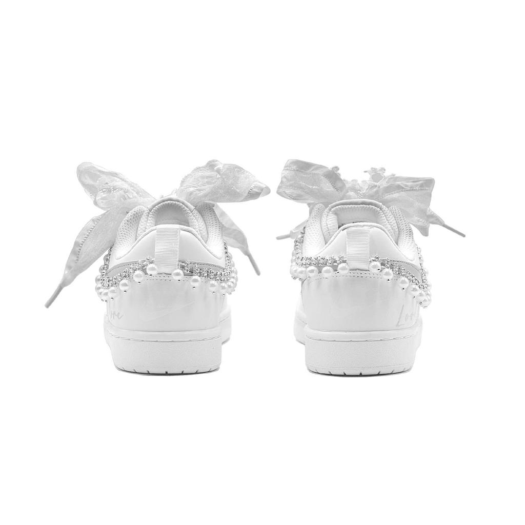 Nike Court Borough GS Couple's, Romantic Favor, Ballet Love Song, Pearl, Premium Aesthetic Low top Skateboard Shoes BQ5448-100(TeamS2-S-BOX)
