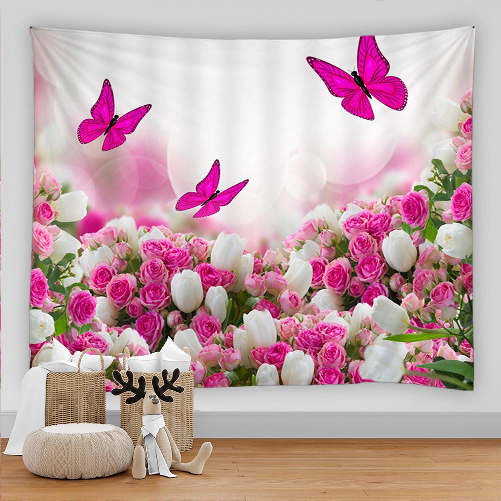 Peony Flower Tapestry Kawaii Wall Decor Home Bedroom Background Art Room Decor Carpet Living Room Tapestry