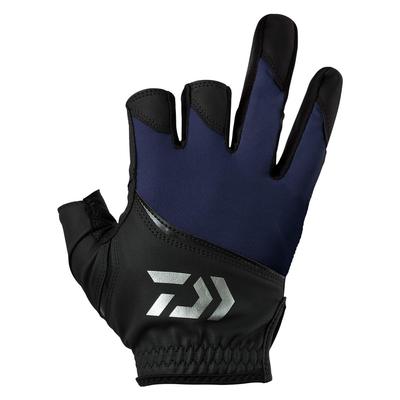 Перчатки Daiwa с padding-защитой от УФ-излучения, размер XL, 3-пальцевые, темно-синие, 25DG-2025,