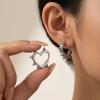 Geometric Design Heart Hoop Earrings Silver Color Rivet Earrings Cool Piercing Earrings  For Women