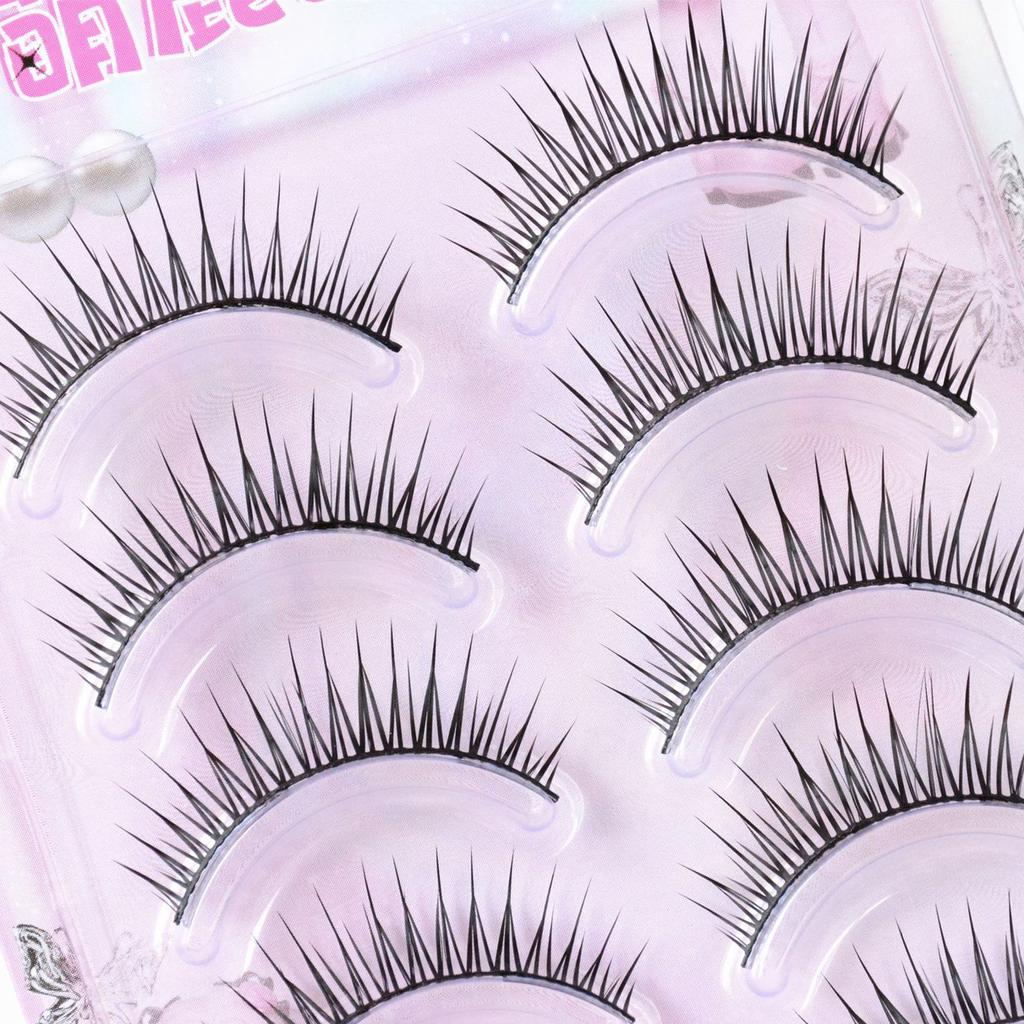 Korean Style Hard Stem Wet Tip False Eyelashes Natural Voluminous Full Strip Lash Effect for Kpop Makeup