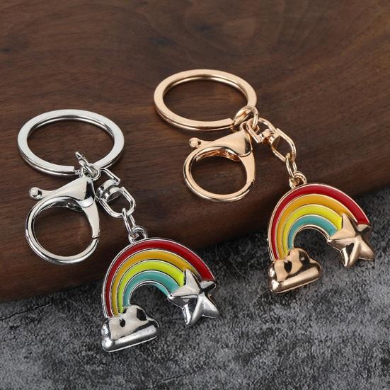 Rainbow Keychain Pendant Lightweight Metal Keychain Cloud Star Key Chains Creative