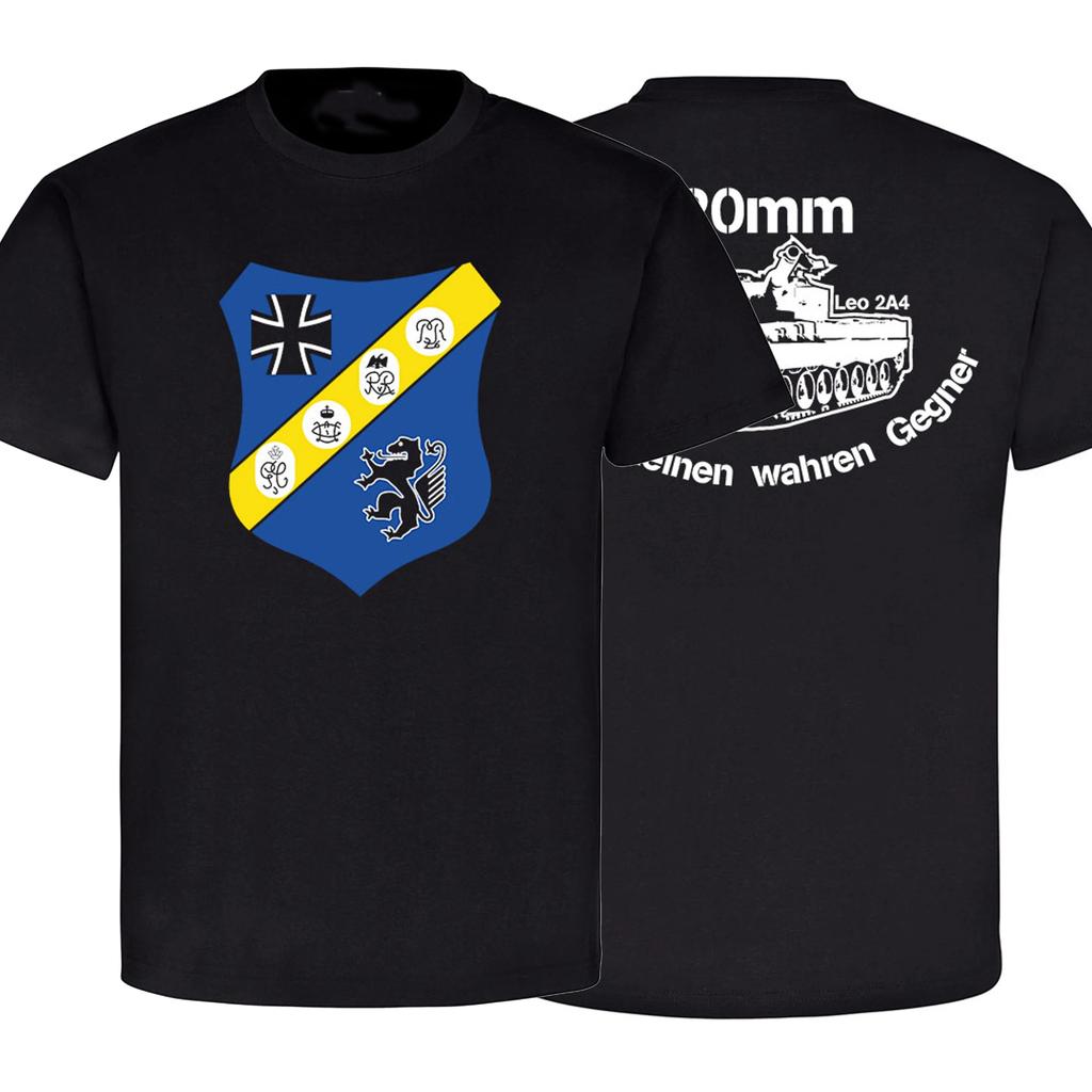 PzBtl 24 Leo 2A4 Panzerbataillon BW Panzer Leopard Wappen T-Shirt. Summer Cotton Short Sleeve O