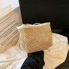 Hollow Out Raffia Bag Pu Leather Weave Straw Crossbody Bag Casual Girls