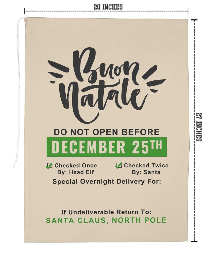 Printtoo 2 шт. Большие мешки Санты с завязками на шнурке, холщовые рождественские подарочные пакеты для детей, Рождество 27x20 дюймов