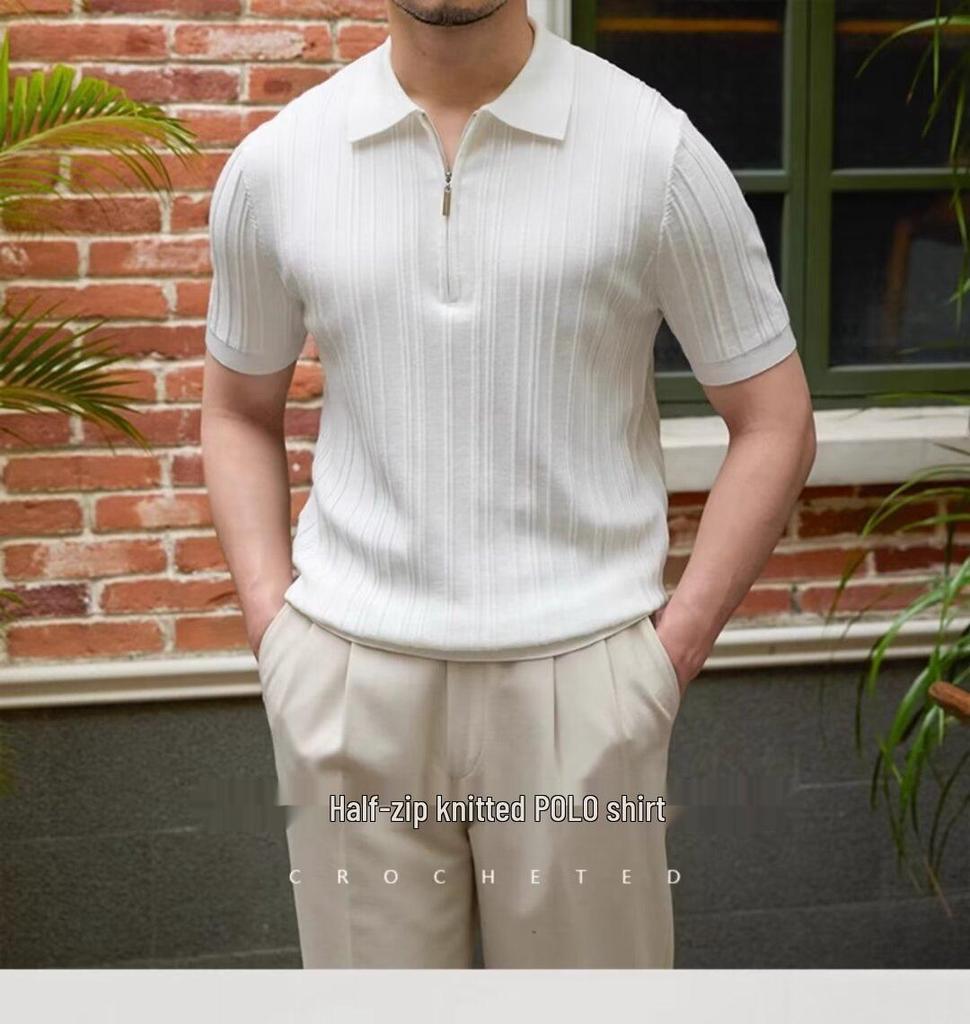 Men's 2024 Slim-Fit Short-Sleeve Polo Shirt - High-End Casual Summer Collared Top