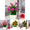 Realistic Faux Lily And Rose Mini Potted Plants With Colorful Blooms For Indoor Use