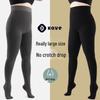 Женские леггинсы больших размеров с высокой талией, на флисовой подкладке, черные - Теплые, утягивающие, утолщенные и подходящие для осени/зимы (До 200 фунтов).
