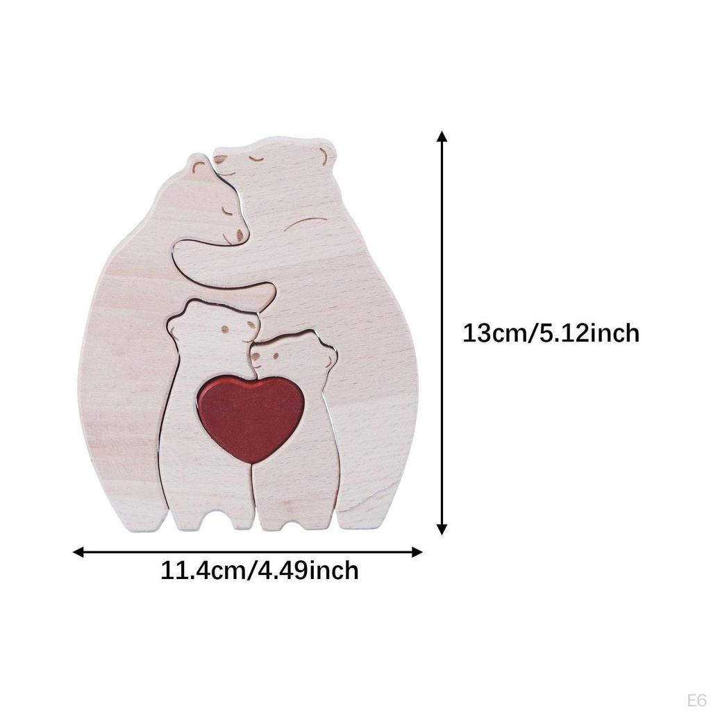 Bear Family Wooden Art Puzzle Bears Ornament Educational Toy,Family Keepsake,Wooden