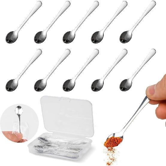 2.87" Tiny Mini Spoons 10pcs, Super Small Stainless Steel Spoons for Spices Jars, Salt, Sugar – Cute Little Serving Spoons for Tiny Jars (10,