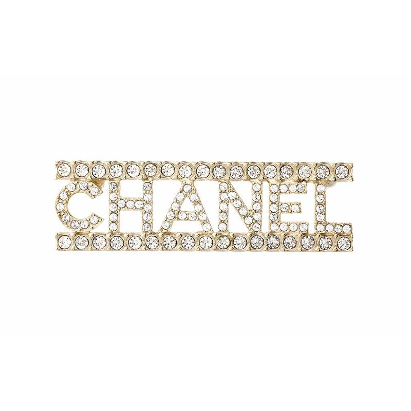 Chanel Классические броши с двойным C Хрустальная металлическая брошь Женская Золотая