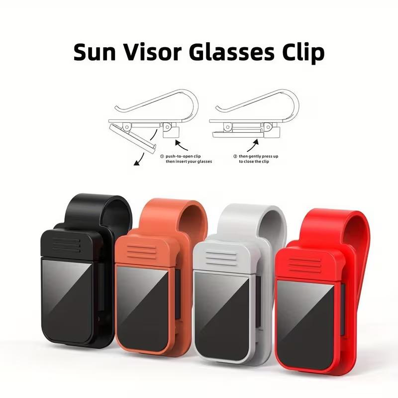 Car Visor Sunglasses Clip, 2-in-1 Eyeglass and Card Holder, Auto Ticket Parking Pass Organizer, Universal Interior Accessory