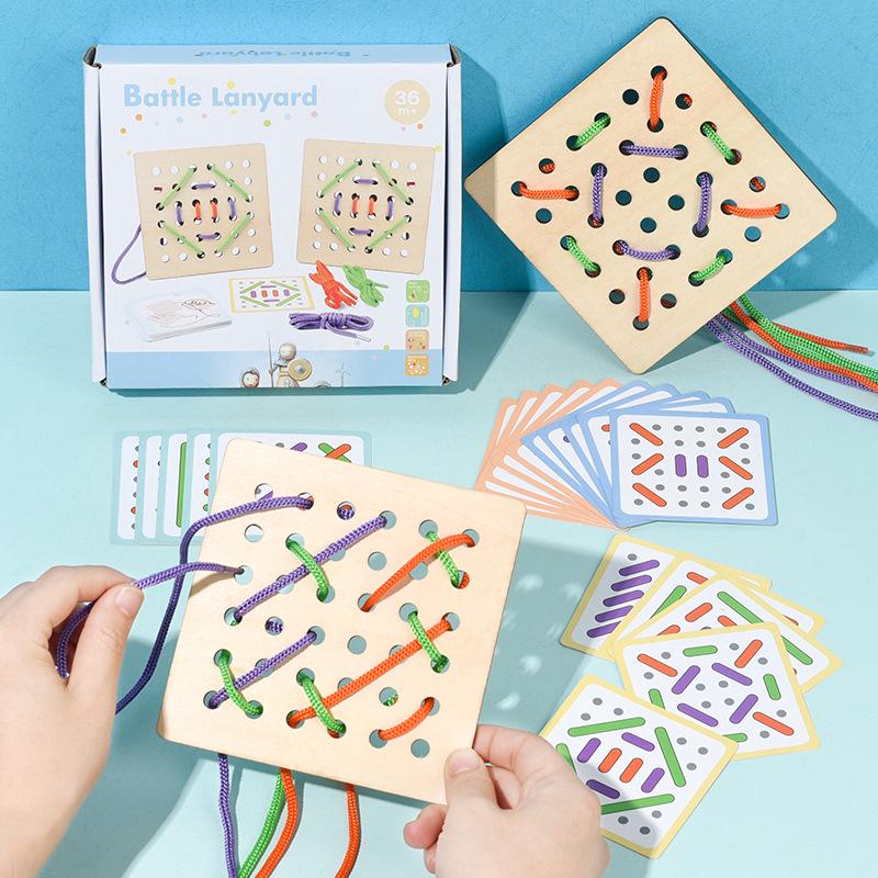 Children's Educational Threading Board: Shoelace-Tying, Logical Thinking & Concentration Game for Kindergarten.
