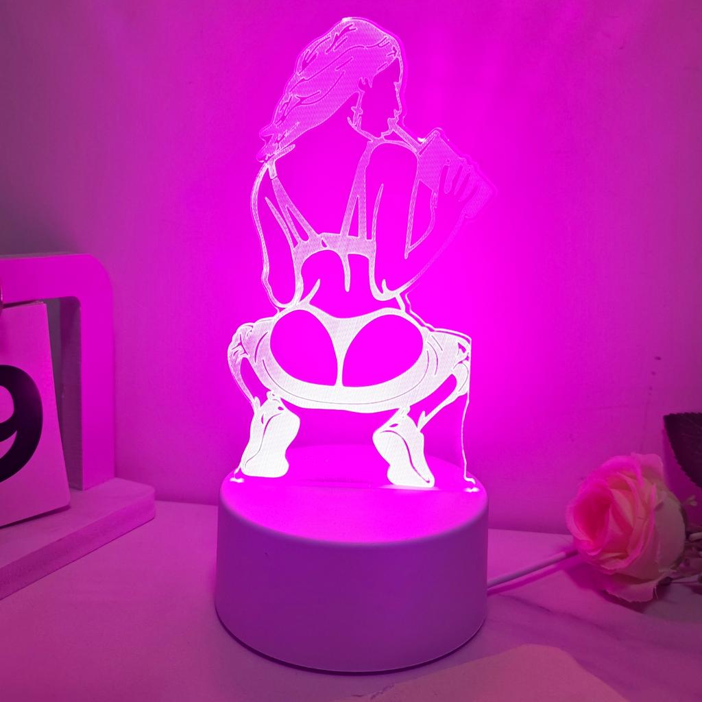 Розовый сексуальный девушка 3D светодиодный ночник, питание от USB, украшение для спальни, прикроватной тумбочки, рабочего стола, подарок на день рождения, праздник