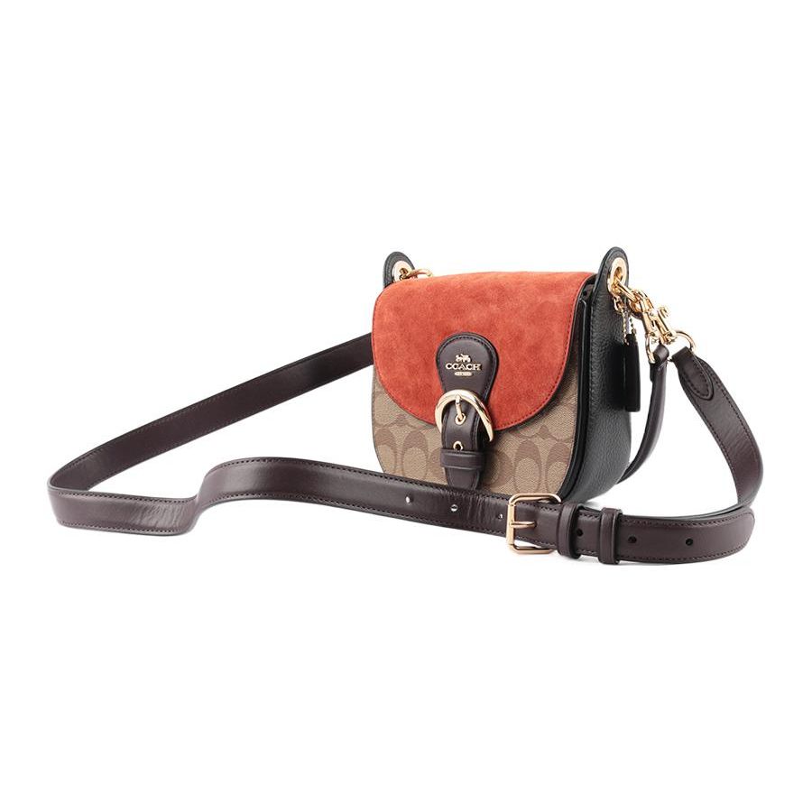 Coach Kleo 17 Classic Monogram Leather Saddle Bag Women handbags Rust C5691-IME7V
