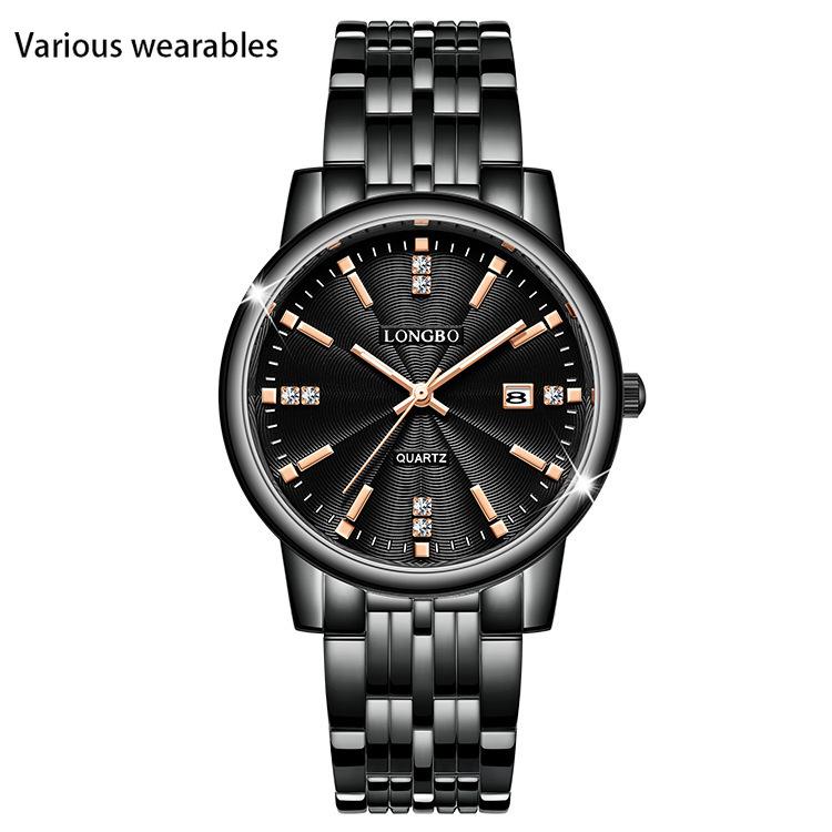 Часы Lovers Watch Calendar Водонепроницаемые часы со стальным ремешком для мужчин и женщин