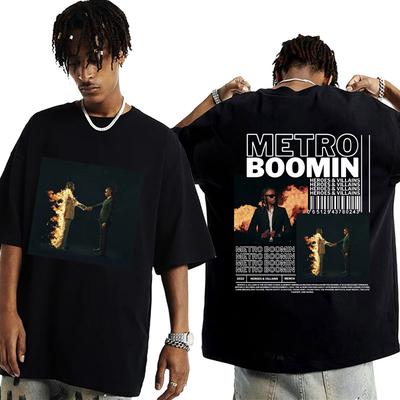 Metro Boomin Heroes and Villains Рэперские мужские и женские футболки с графикой, Ретро Хип-хоп Хлопковые Оверсайз с короткими рукавами