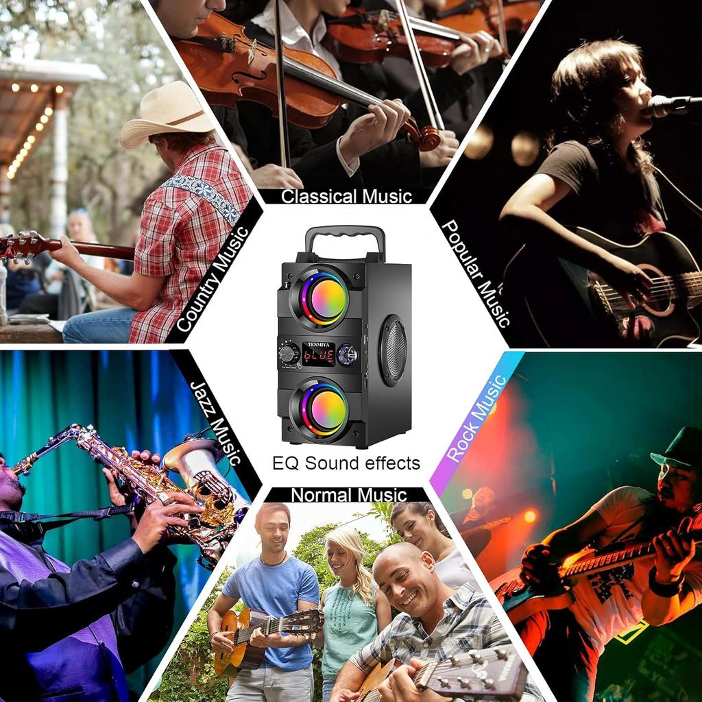 TOPROAD 40W(60 Вт пиковая мощность) Портативные Bluetooth-колонки с сабвуфером, беспроводной стереофонический магнитофон с богатыми басами и светодиодной подсветкой