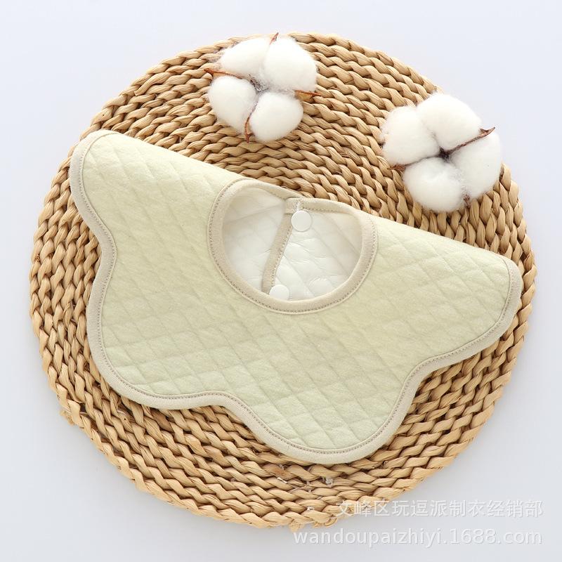 Newborn Baby Color Cotton Simple Cotton Warm Saliva Towel Bib 360 Degree Baby Petal Bib Male and Female Baby Feeding Apron Bib