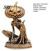 Decorative Brass Skeleton Figures Solid Pumpkin Monsters Figurine, Distressed Statue, Vintage Exquisite Carved Art Sculpture for Halloween Home Office