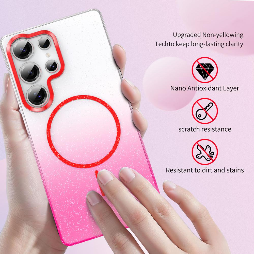 KEYSION Роскошный градиентный блестящий магнитный чехол для телефона для Samsung Galaxy A55 5G A35 A25 A15 A05S Прозрачный жесткий ПК противоударный чехол