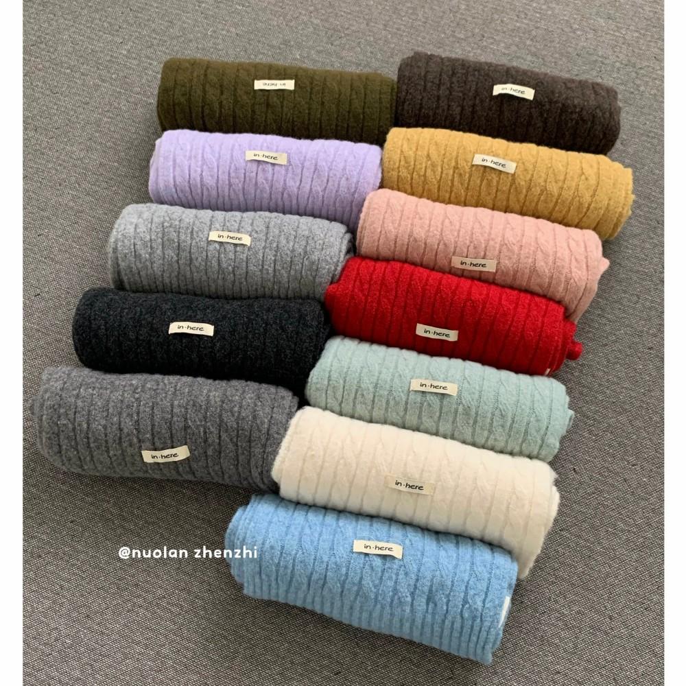Autumn and winter Korean twist wool-containing knitted scarf female atmosphere white soft versatile warm scarf male manufacturer
