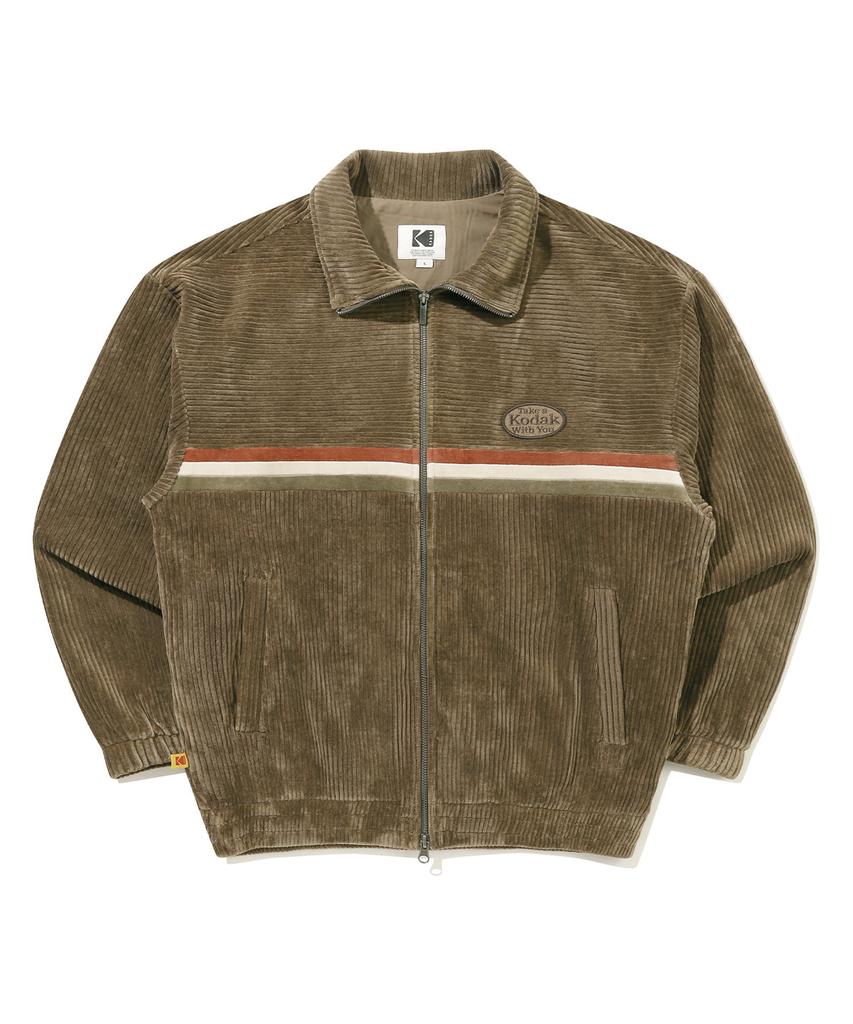 KODAK Velvet Corduroy Stand Neck Zip-Up Brown