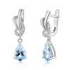 Женские серьги с натуральным небесно-голубым топазом, серебро 925 пробы, изысканные украшения для повседневной носки для девочек, хороший подарок