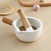 With Wood Handle Ceramic Masher Mortar with Pestle Manual Pottery Grinding Bowl Household