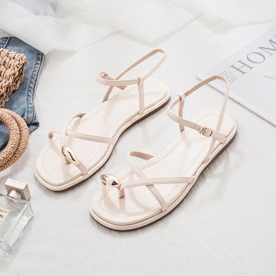 7468-20 женские сандалии на плоской подошве, новая корейская версия молодежных римских сандалий на лето 2025 года, для улицы