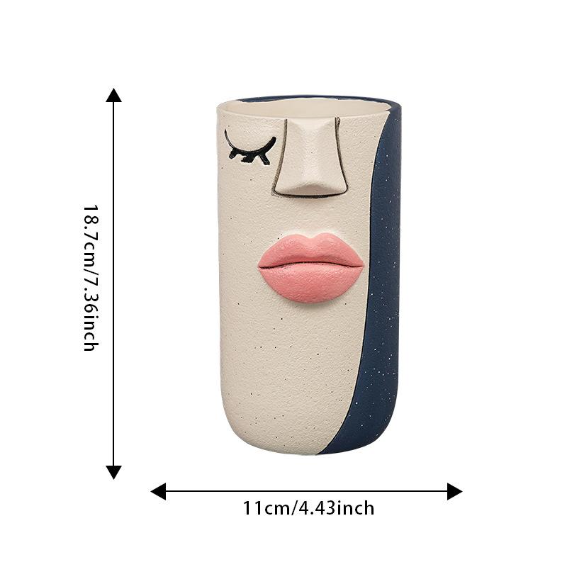 Artistic Resin Semi-Face Vase Desk Ornament Dried Flowers Home Decor Unique Face Theme