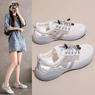 Женская обувь Xiaobai лето новая плоская подошва ins тренд студенческая повседневная женская обувь полая универсальные сандалии HY