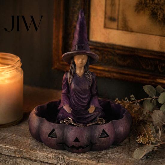 Small Vanity Tray Meditating Witch Jewelry Tray, Vintage Gothic Resin Decorative Storage Decoration Dish, Mysterious Zen Desktop Organizer for