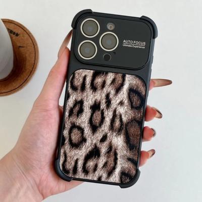 Роскошный ударопрочный чехол с леопардовым принтом для iPhone 17 Air 16 15 14 13 Pro Max Plus, Защитное стекло с большим окном, Чехол для телефона из ТПУ