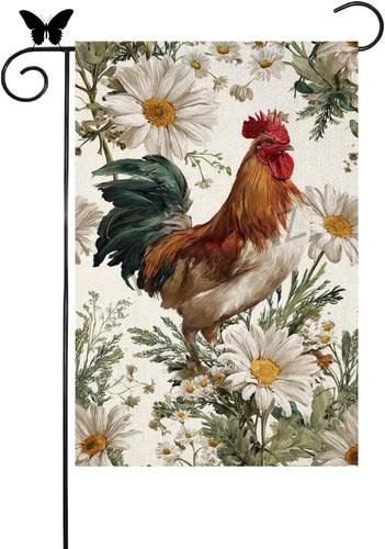Rooster Garden ag Double Sided Spring and Summer White Daisy, 12 x 18 Inch XXQ