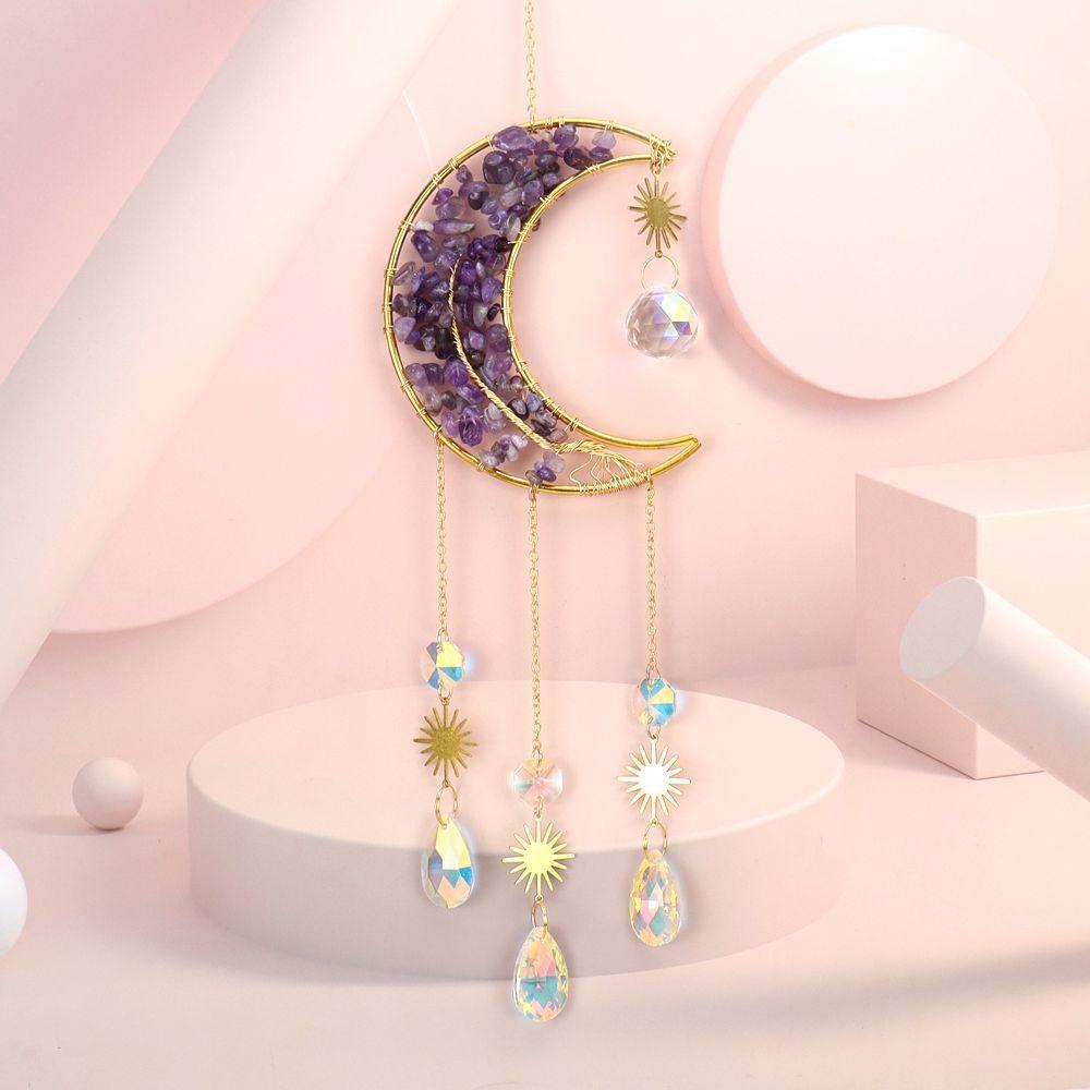 Water Crystal Tree Moon Sun Catcher Hanging Decor For Home And Meditation