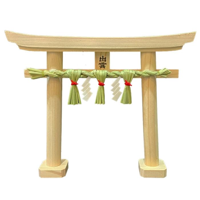 Hiranoya Torii Gate, Izumo Shimenawa, Shinto Shrine, Made in Japan with Hinoki Wood and Rice Straw, 19cm x 16cm