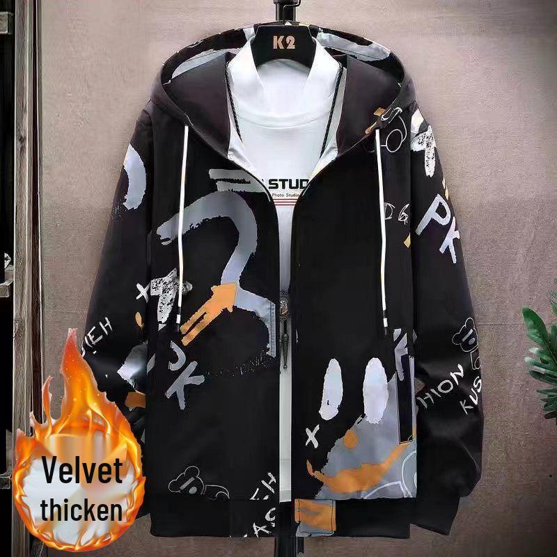 Бархатная толстовка для подростков, осень/зима - Стильная, свободного кроя куртка