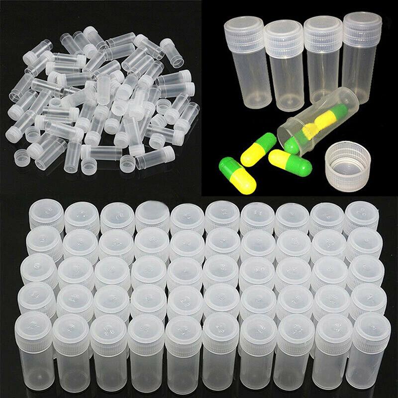 5Ml Plastic Sample Bottle Test Tube Mini Small Bottles Vials Storage Containers