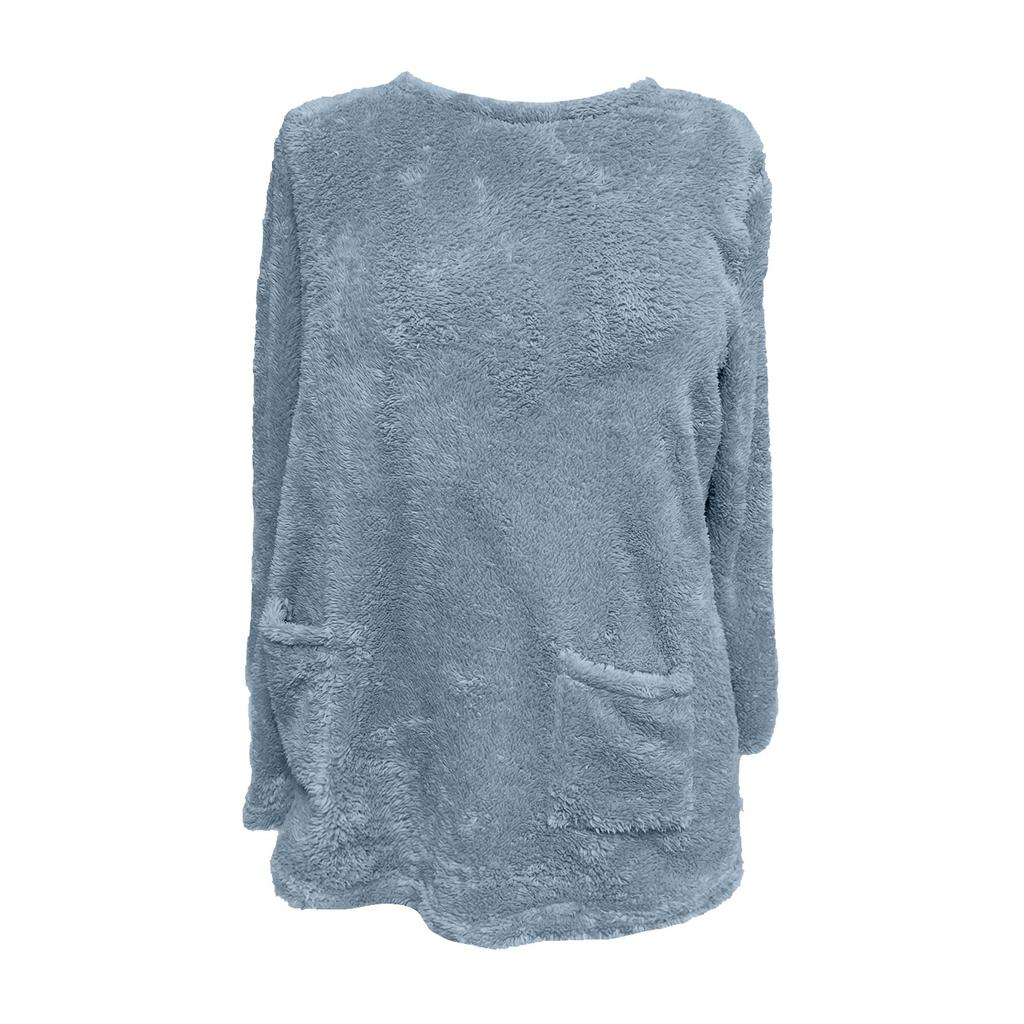 Женская модная повседневная теплая футболка с длинным рукавом и круглым вырезом с длинными рукавами