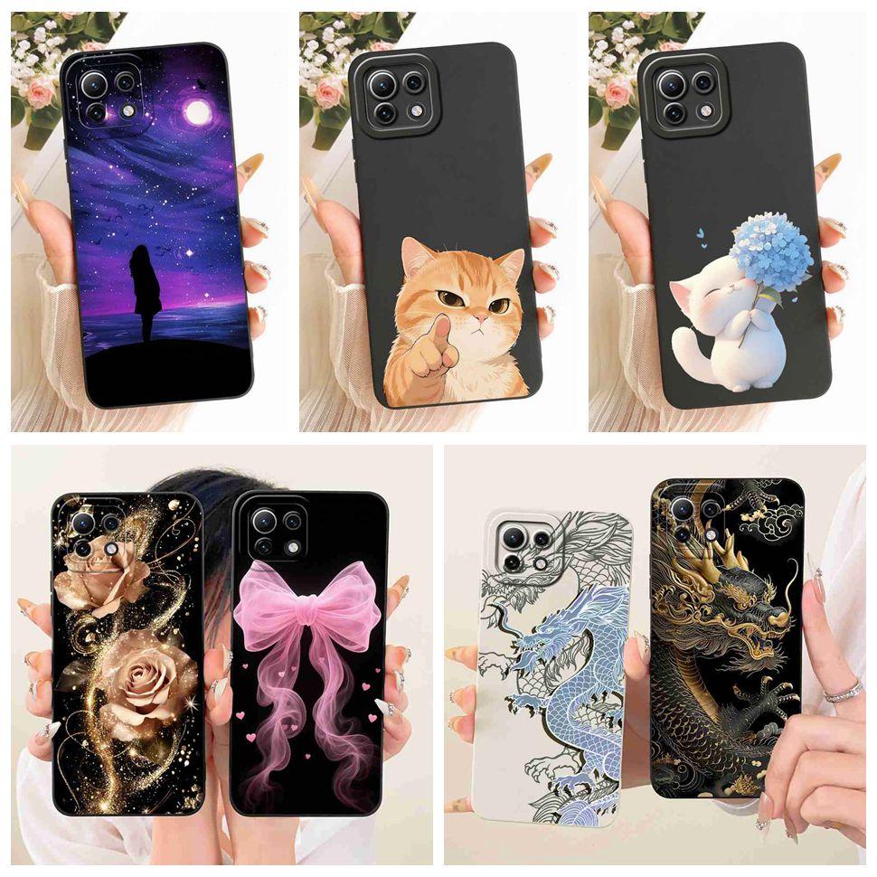 Case For Xiaomi Mi 11 11Lite 11 Lite Soft Phone Case Protection Luxury Animals Cat Dragon Back Cover For Xiaomi Mi11 Lite Capa