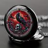 Charming Vintage Crow Pocket Watch Necklace for Youngsters - Cute Animal-Themed, Black Alloy with Quartz Movement,Great Gift for