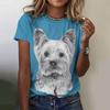 Fashion Women's Short Sleeve Round Neck T-Shirt Summer Outdoor Casual Tops Funny Animal Puppy